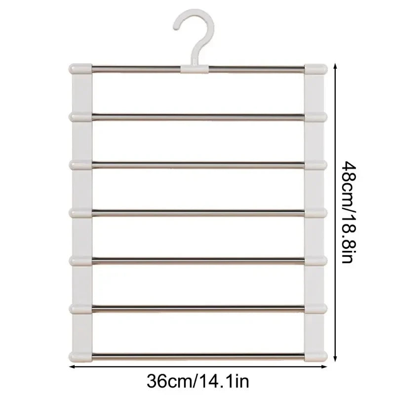 Multi-layer Pants Hanger Foldable Non-slip Clothes Rack Wardrobe Space Saving Organizer for Trousers Scarf Storage