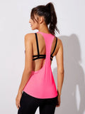 Yoga Fitness Vest Hollow Solid Color Sports Blouse Women Women's Summer Home Casual Solid Color Sleeveless Irregular