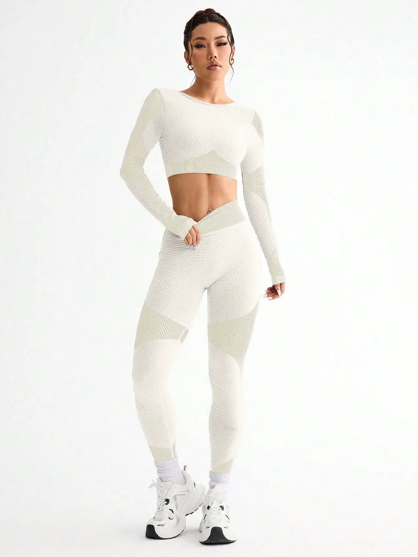2pcs Hot-selling New Sports Tight Running Breathable Seamless Yoga Suit Women's Outdoor Fitness Suit Women's