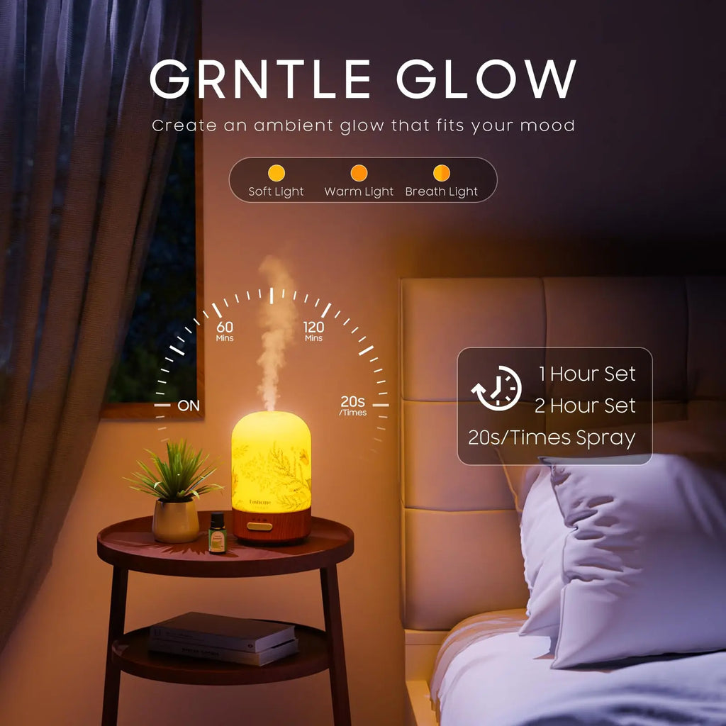 Essential Oil Diffuser Ultrasonic Aromatherapy Humidifier Auto Shut Off Jasmine