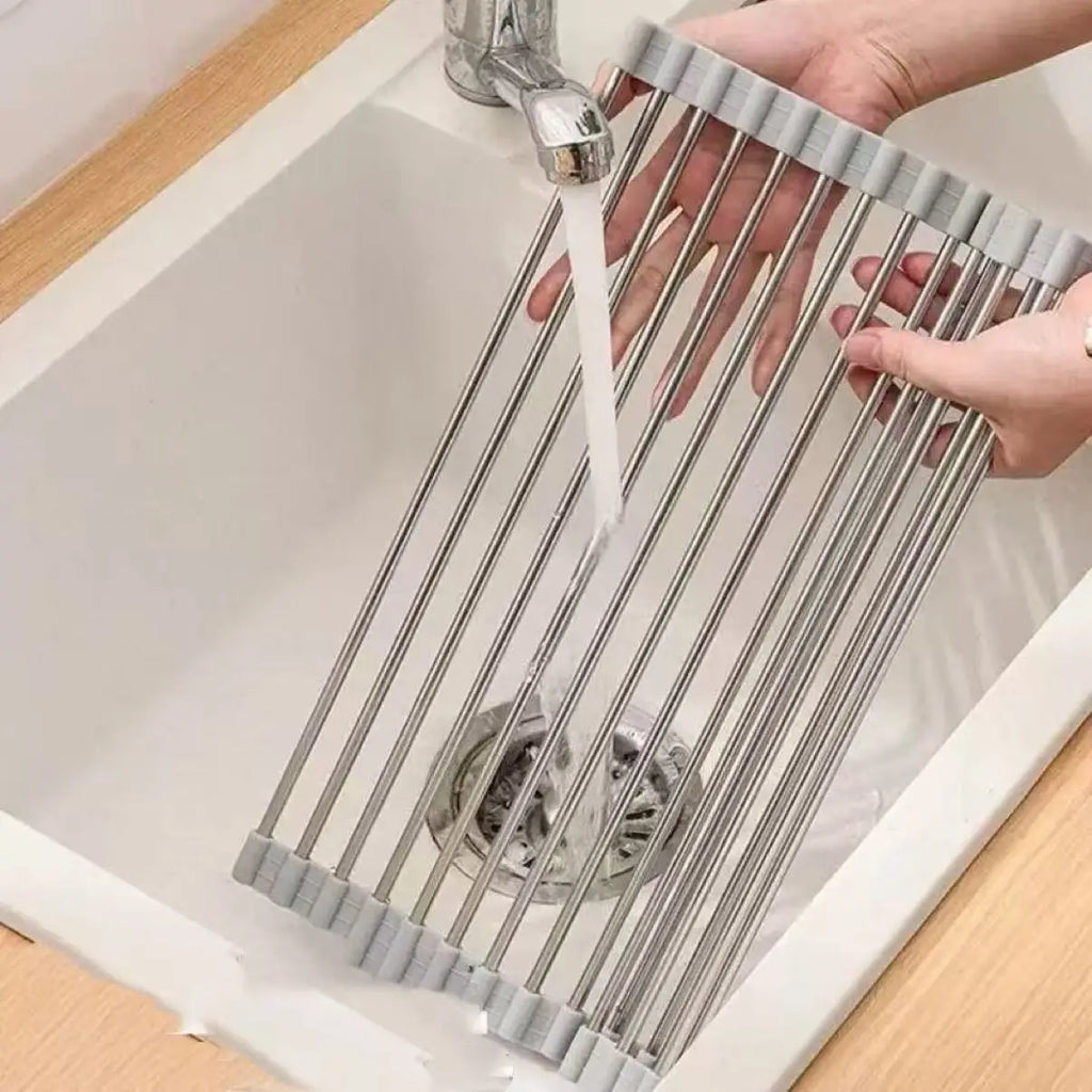 Stainless Steel Dish Drying Rack With Draining Basket