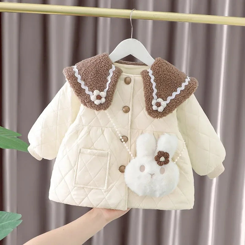 Ropa De Niño Child Clothing 2023 Winter Baby Clothes Korean Cute Girl Outer Cartoon Down Jacket  Plush Princess Girl Clothes 아우터