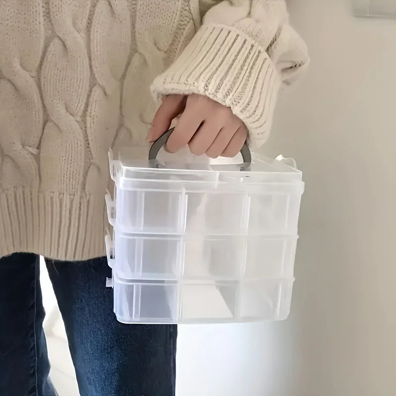 3-layer 18 Compartment Transparent Storage Box, Jewelry and Toy Storage Box, Suitable for Kitchen, Jewelry Organizer
