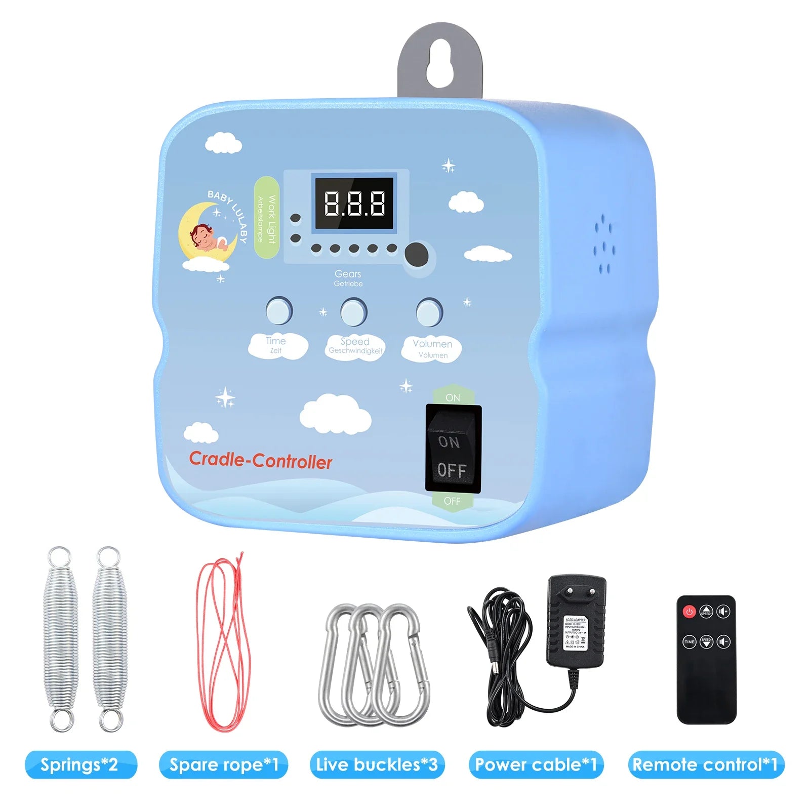 Electric Baby Swing Controller Baby Rocker Controller with 2 Spring and Timer Adjustable Hanging Electric Cradle Control