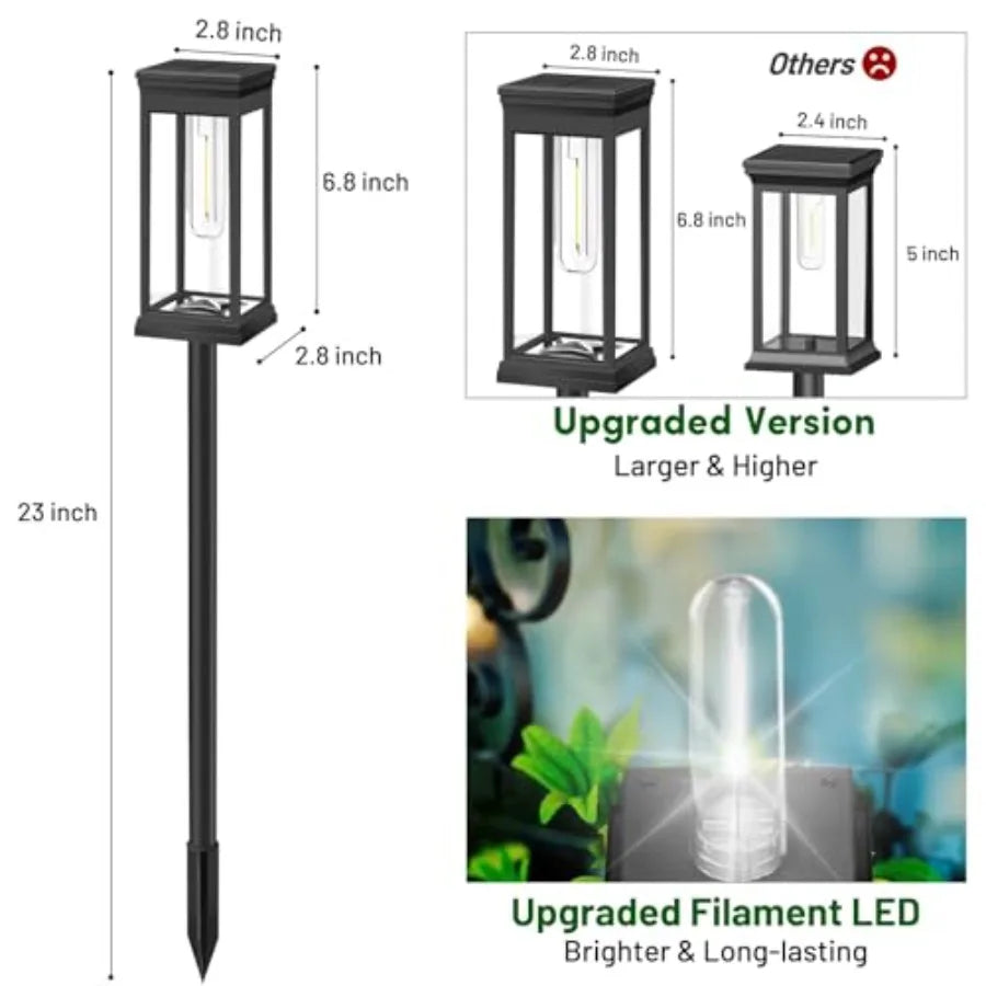 Solar Pathway Lights Outdoor 8 Pack Waterproof Brighter LED Garden