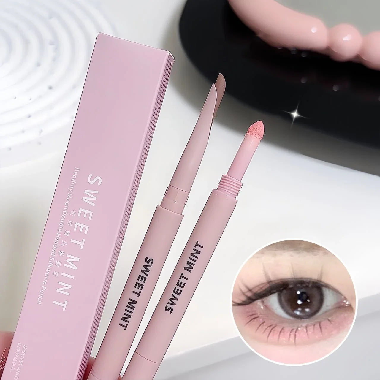 Sweetmint Meniscus Double-ended Silkworm Eyeliner Shadow Highlight Naturally Brightening Long-lasting Eye Makeup Two-in-One