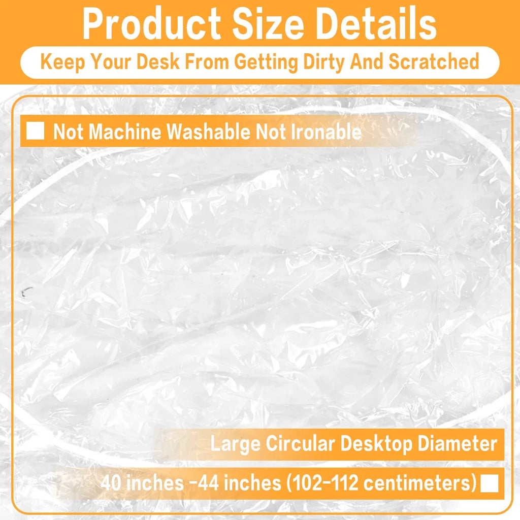Fitted Clear Round Tablecloth Elastic Edged PVC Round Table Waterproof Oil-Proof Table Cover Protector Effortless to Clean Table