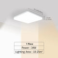 LED Ceiling Lights Square Neutral Light 16W 34W Interior Home Decor Simple Ceiling Lighting Bathroom Bedroom Kitchen Living Room