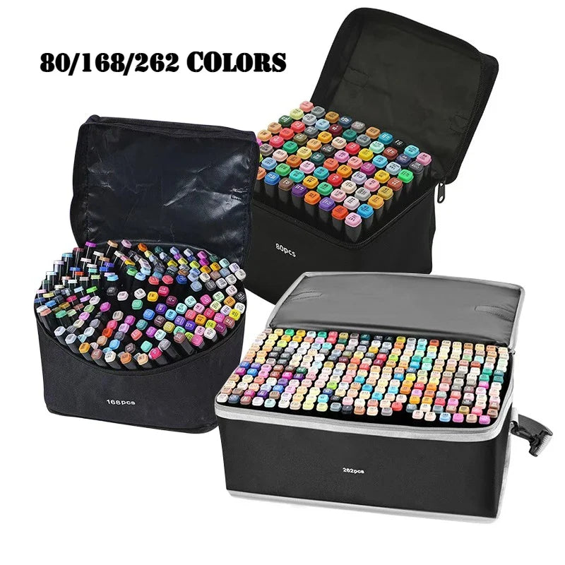 262 Color Marker Pen Set Double Head Brush Pens Art