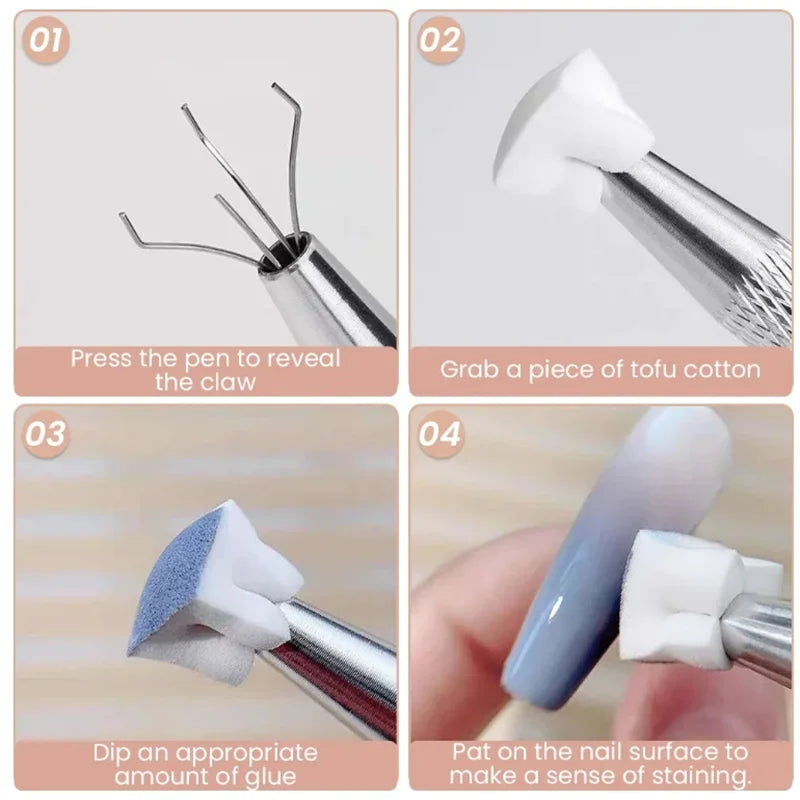 50/150pcs Sponge Gradient Nail Art Stamper Tools Gel Polish Color Gradient Brush Glitter Powder Dotting Pen For Manicure Tools