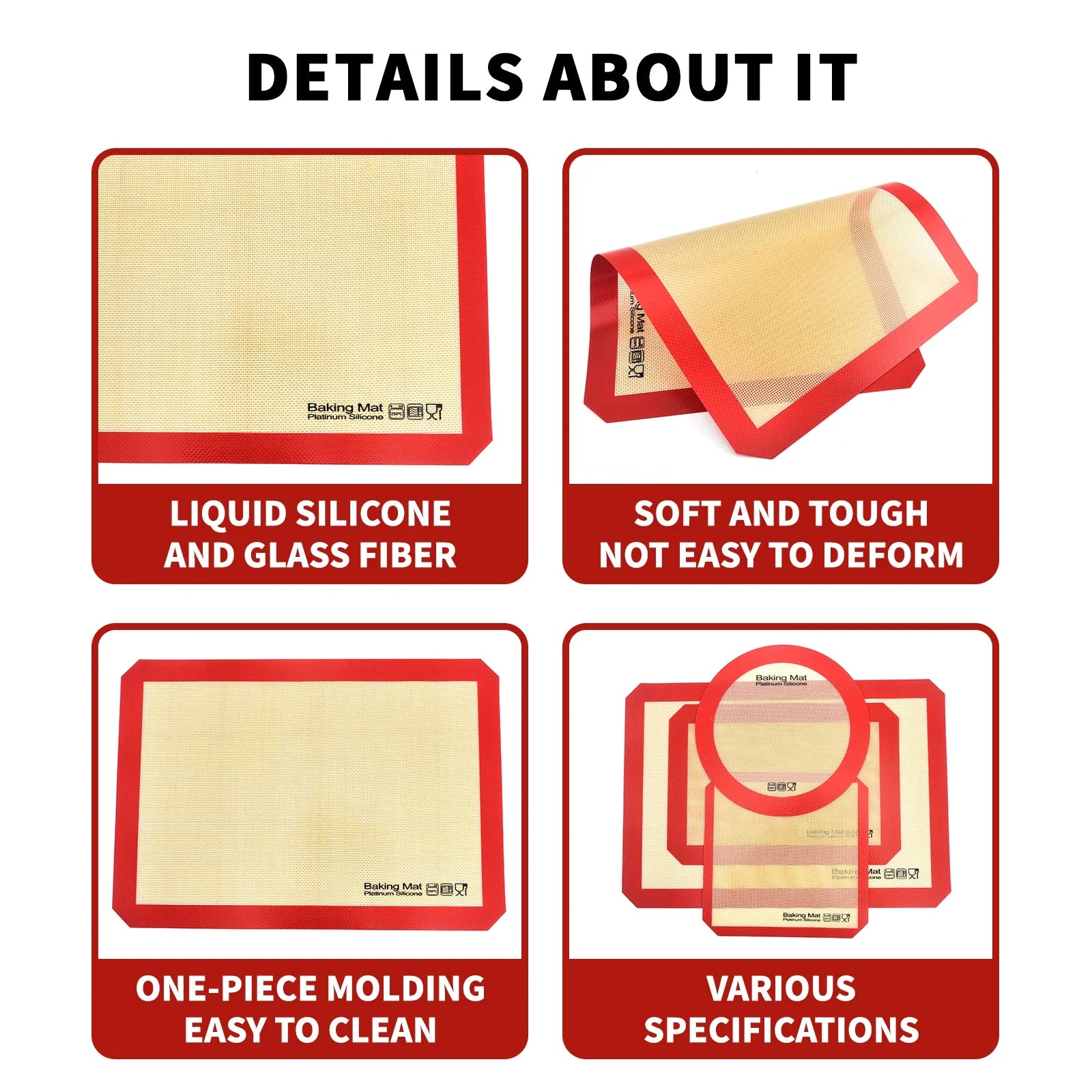 Silicone Baking Mat | Non Stick Heat Resistant Board for Kneading and Rolling