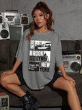 New York Brooklyn 1976 Printing Women T-Shirt Creativity Casual Tee Shirts Street Hip Hop Short Sleeve Basic All-Match Tshirts