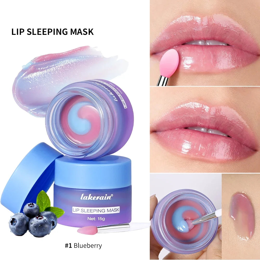 Lakerain Nourishing Dual-color Sleeping Lip Mask Reducing Lip Lines Moisturizing Repairing Removing Dead Skin Lip Mask Women Men