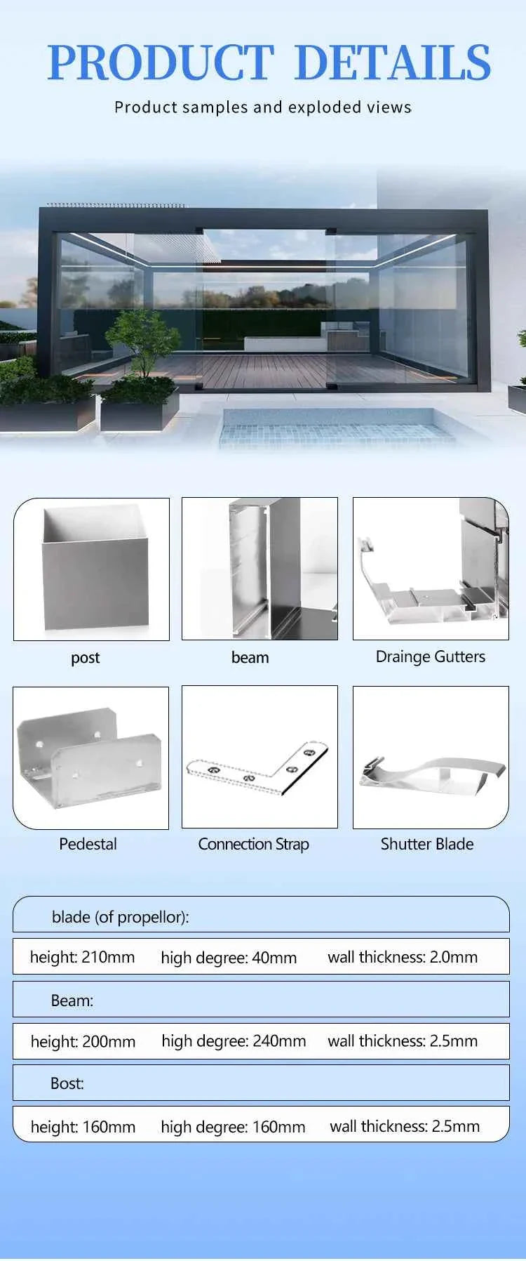 VMotorized Retractable Roof Pergola - Automatic PVC Gazebo & Metal Folding Roof System