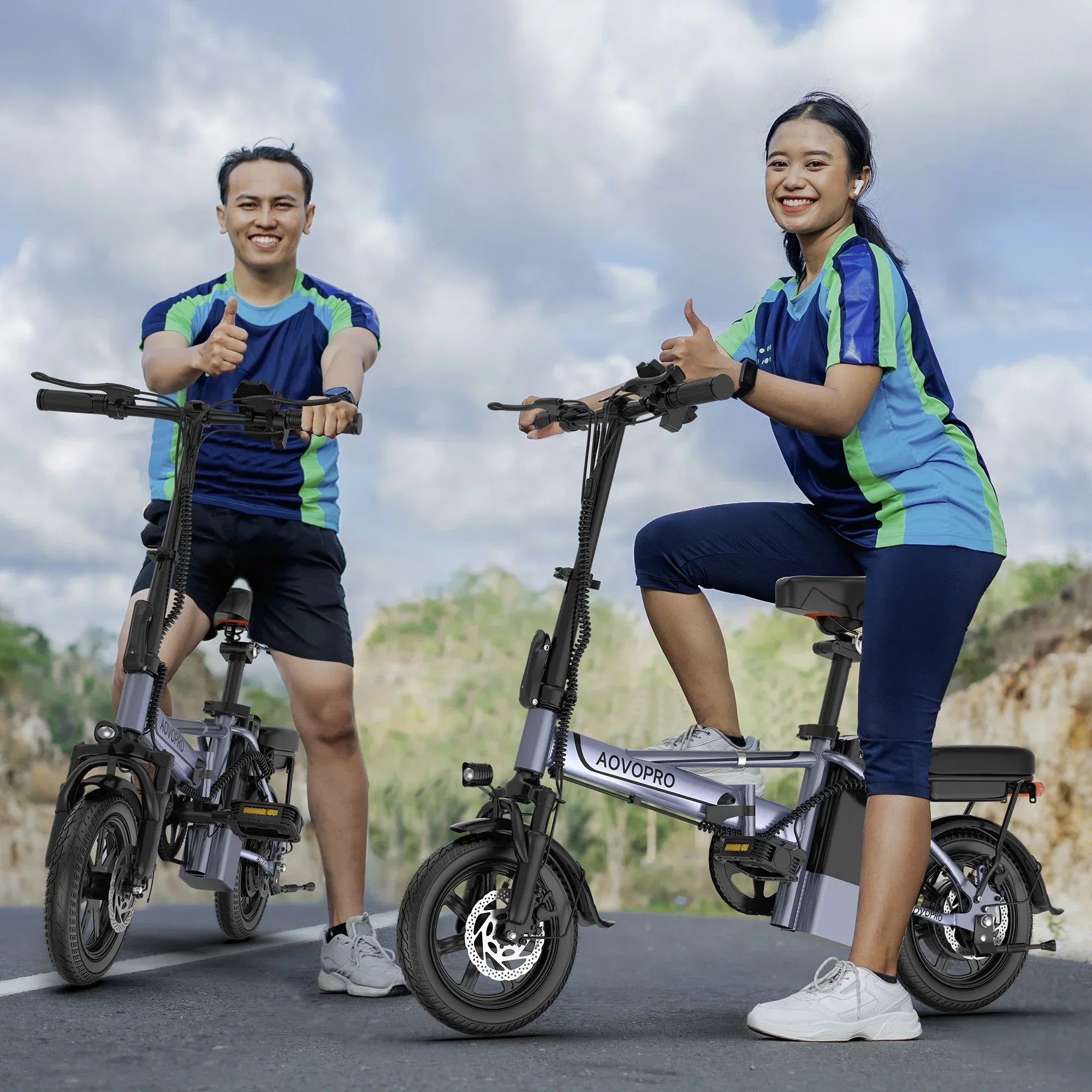 AOVOPRO EB60 Foldable Electric Bike Two Seats 500W 48V