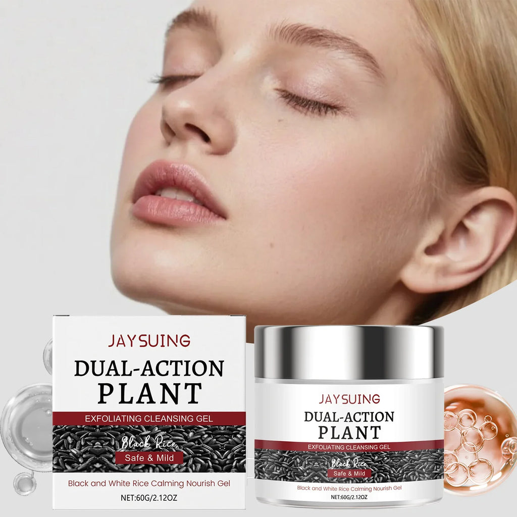 Black Rice Facial Cleansing Gel 60g, Deep Pore Cleanse Exfoliating Scrub Gentle Face Wash for Smooth Skin Daily Cleanser Winter