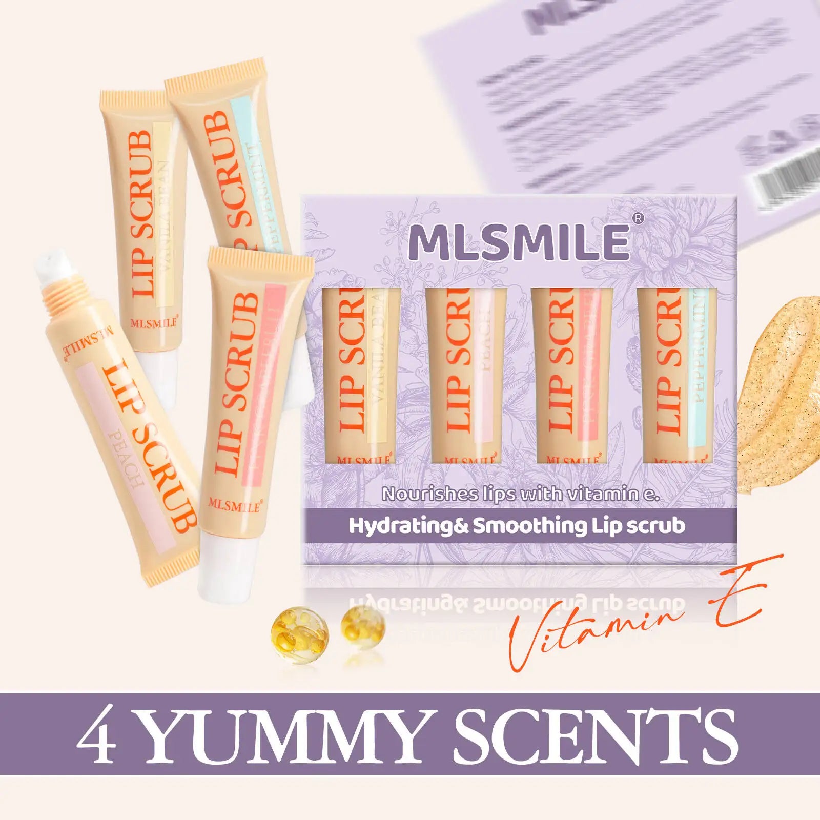 MLSMILE Scrub Set Exfoliating Dead Skin Lightening Lines Lip Balm 4-Pack 2025 new