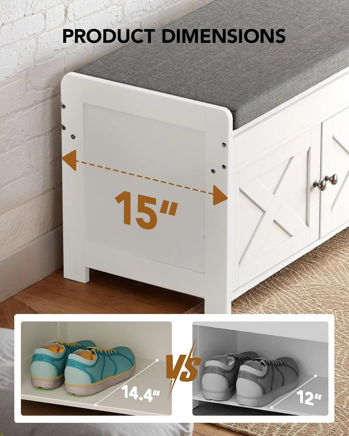 Shoe Storage Bench With Cushioned Seat And Lift Top