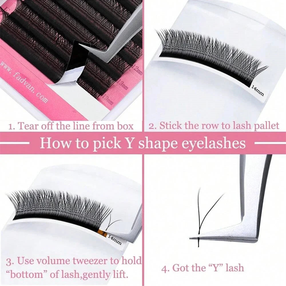 FADVAN YY Shape 6-15mm Lashes 2D 0.07/0.05mm Faux Mink C/D Curl Natural Soft Brazilian Premade Volume Fan Eyelashes Extension