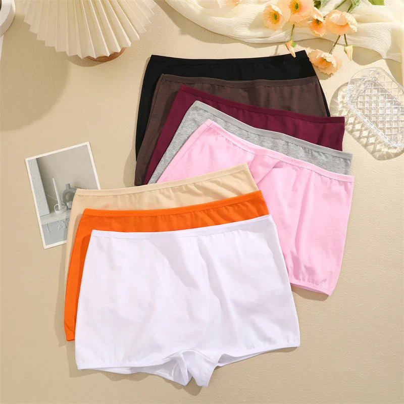 3PCS Women's Panties Cotton Seamless Sports Boxers Underwear Female Solid Color Briefs Cozy Lingerie Intimate Underpants XS-XL
