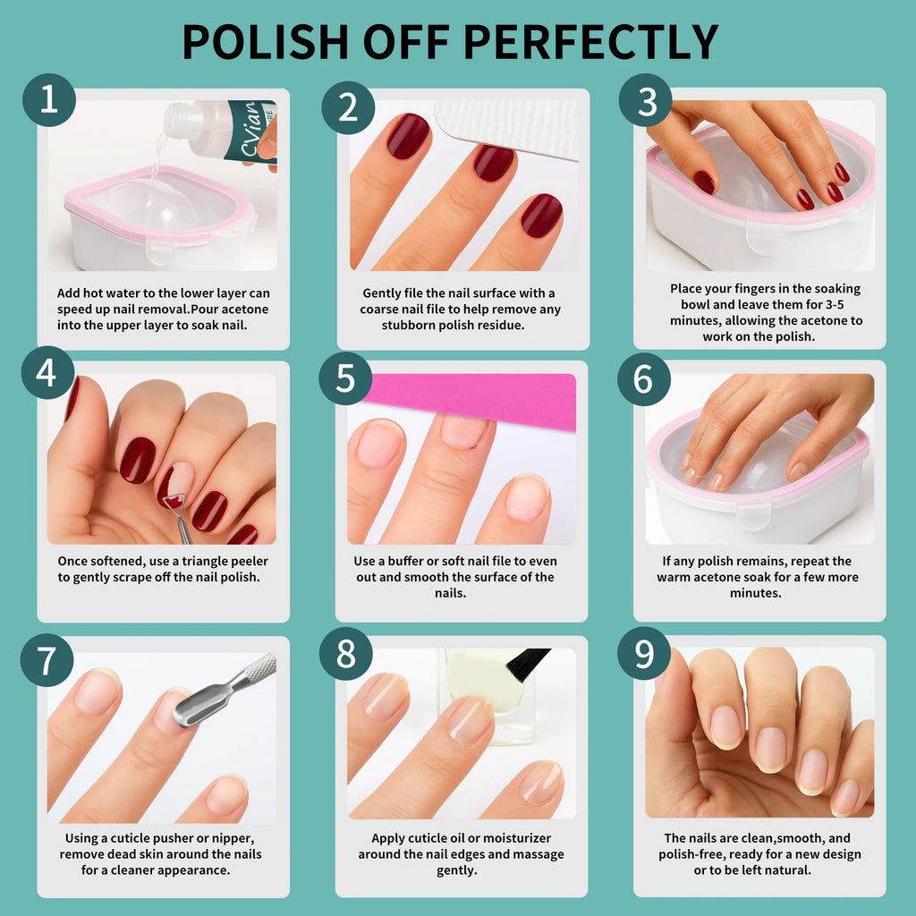 Containing 100% Acetone Nail Polish Remover, Quick Acting Formula Is Suitable for Gel, Dipping Powder and Acrylic Nail, Salon