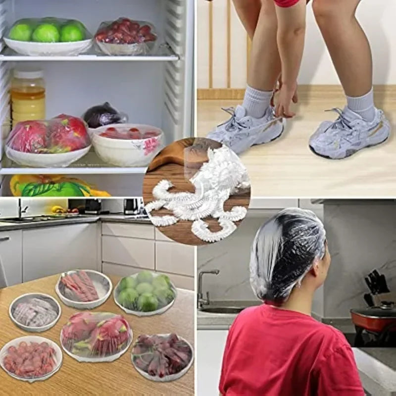 50-1000PCS Disposable Food Cover Wrap Food Grade Fruit Vegetable Storage Bag Elastic Plastic Bag Kitchen Fresh Keeping Bag