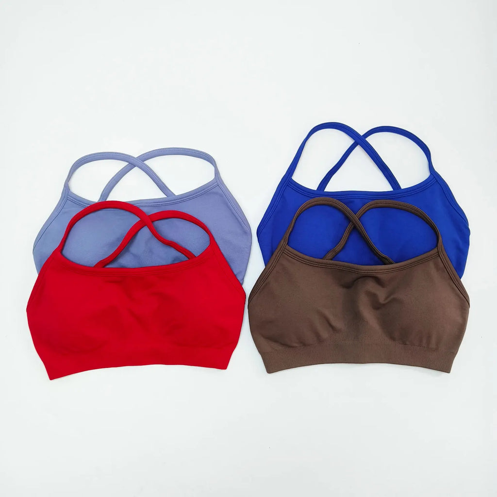 NCLAGEN Sports Bra Seamless Yoga Top Women Fitness Article Gym Active Wear Back Cross Workout Push-up Fitness Running Underwear
