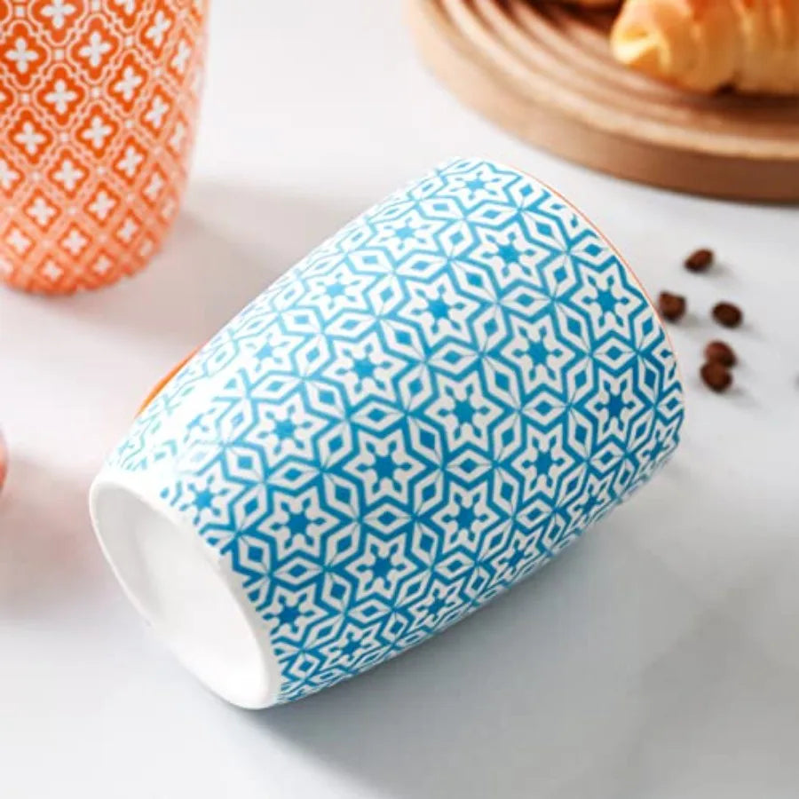 Ceramic Coffee Mug Set Bohemian Style 6 Pack