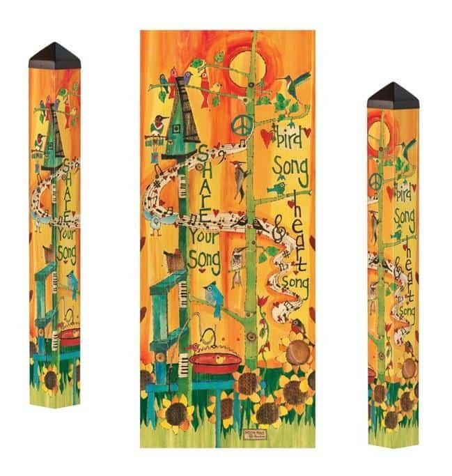 Share Your Song Art Pole 40 Inches Tall Painted Peace