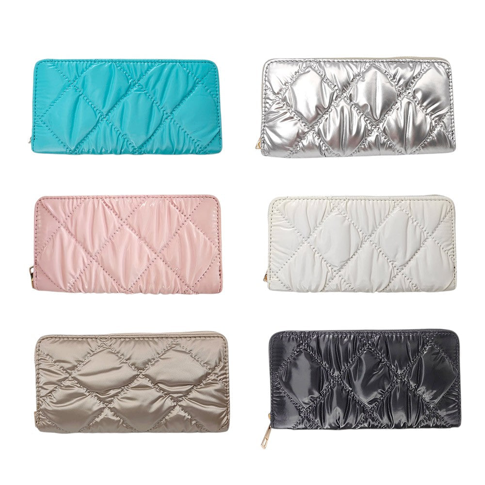 Shiny Faux Leather Padded Wallet with Wristlet
