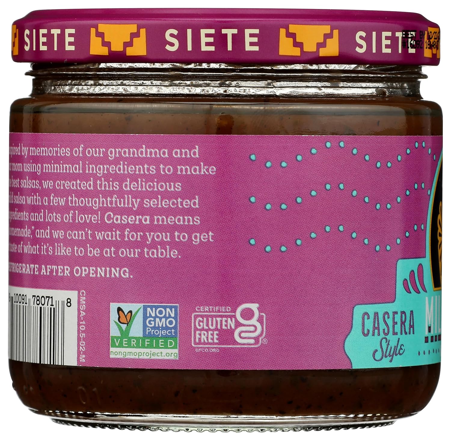 Siete Casera Mild Salsa, 10.5 oz, Case of 6