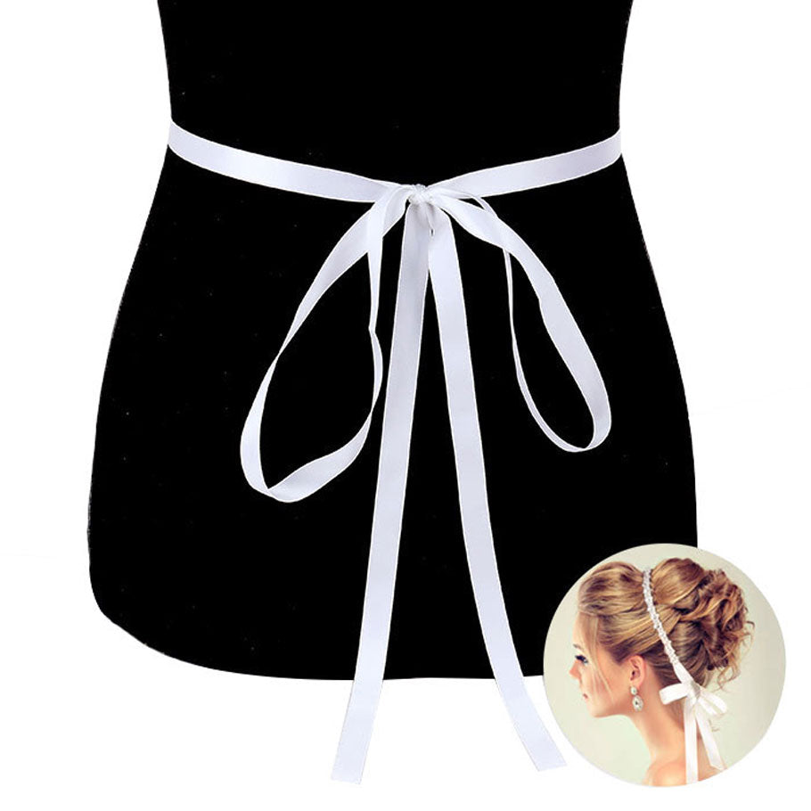 Crystal Stone Sash Ribbon Bridal Wedding Belt Headband