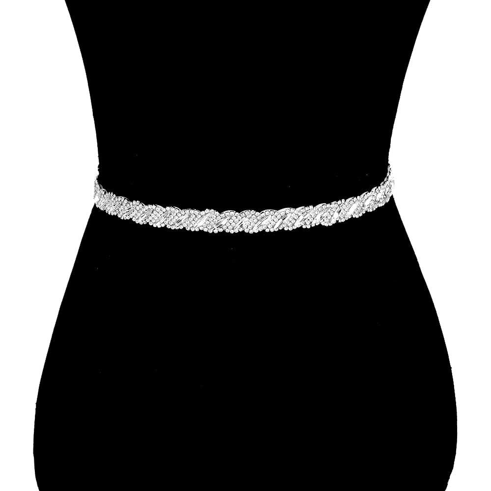 Marquise Crystal Sash Ribbon Bridal Wedding Belt Headband