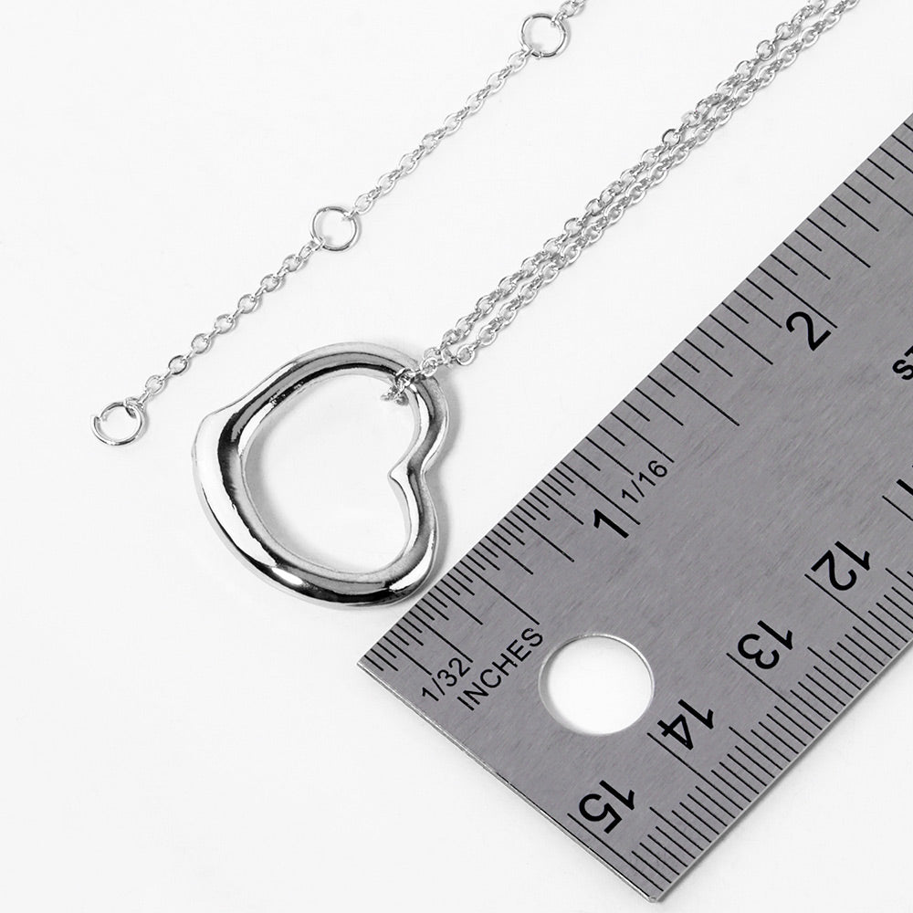 Metal Heart Cut out Pendant Necklace