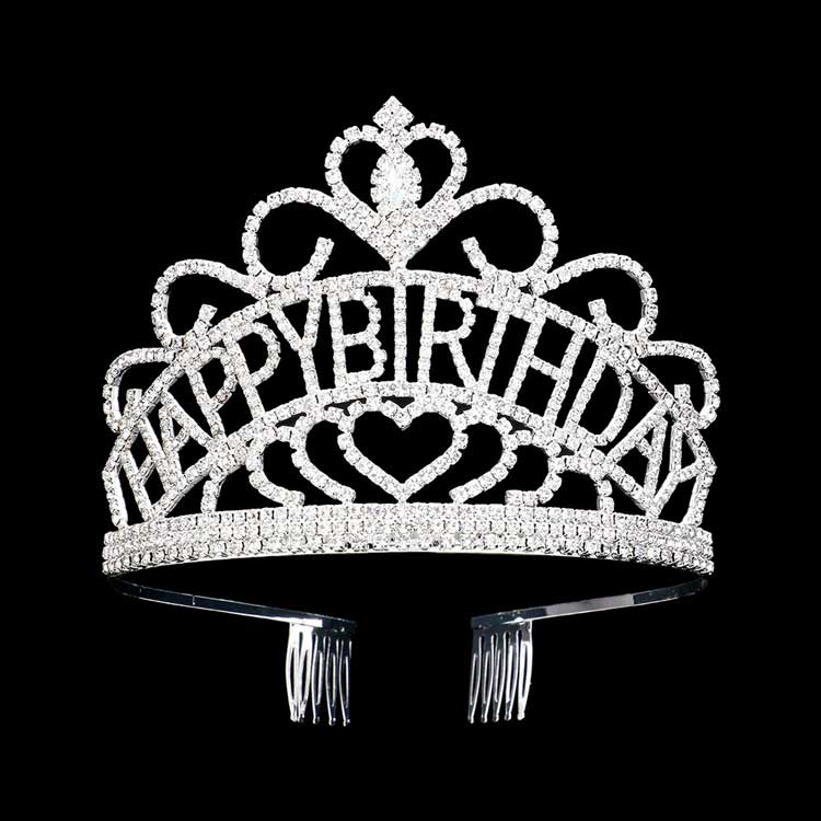 Rhinestone Paved HAPPY BIRTHDAY Message Princess Tiara
