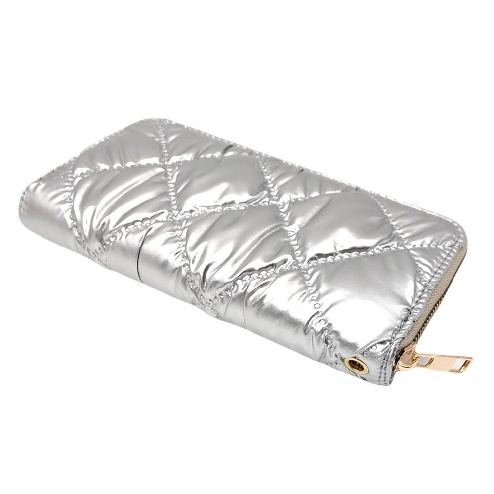 Shiny Faux Leather Padded Wallet with Wristlet
