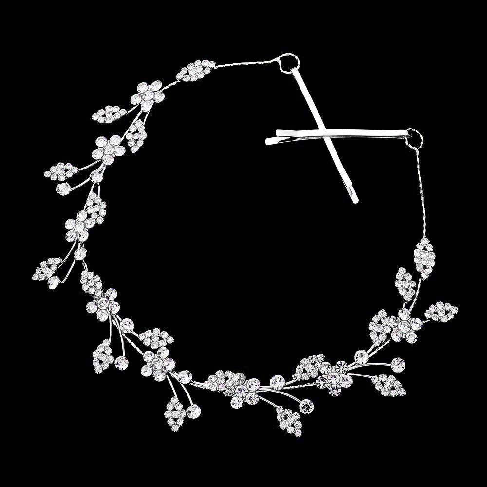 Stone Embellished Flower Cluster Vine Bun Wrap Headpiece