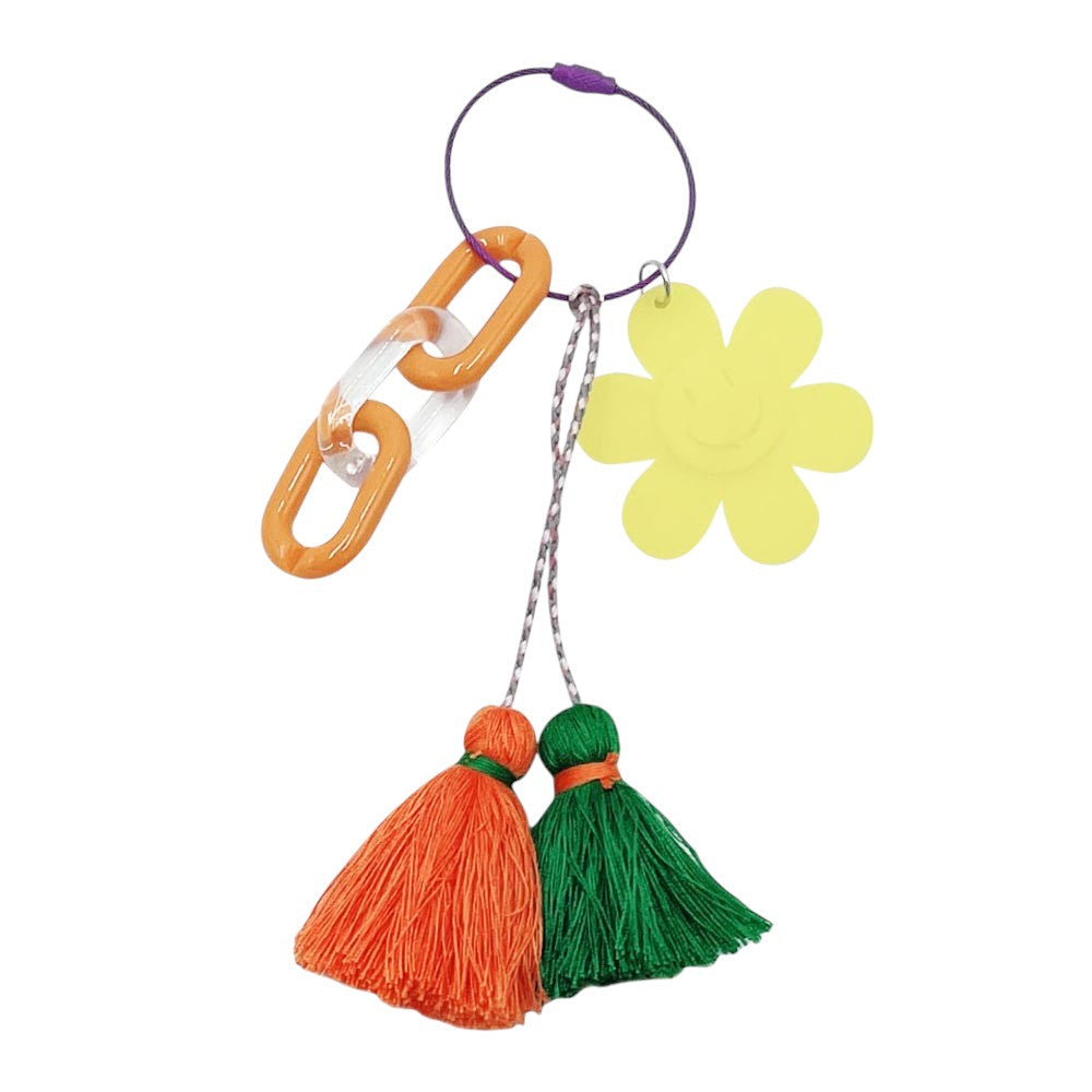 Smile Flower Tassel Bag Charm / Keychain
