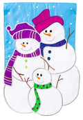 Snow Biz Family Garden Flag 2 Sided Applique