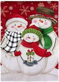 Snow Family Garden Flag 2 Sided Textured Decorative