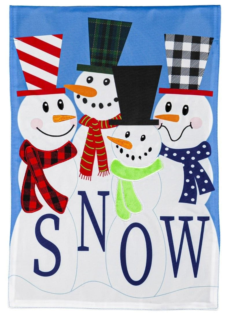 Snow Friends Winter Garden Flag 2 Sided Applique