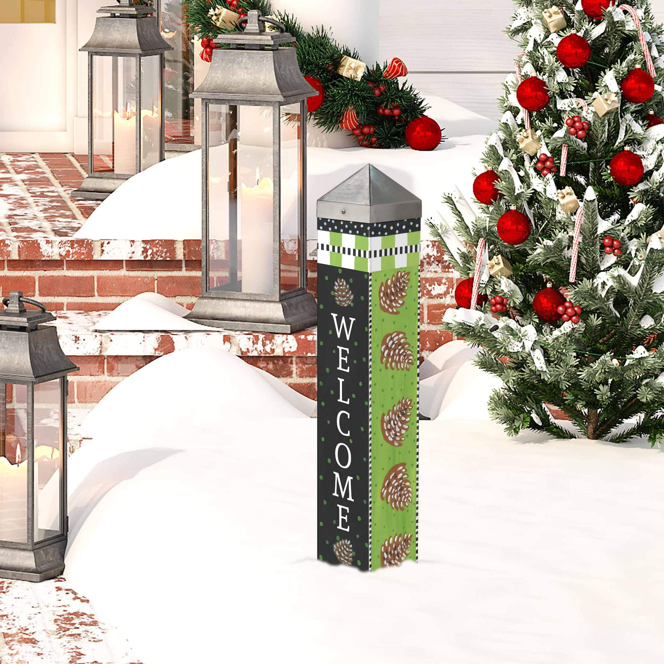 Snowy Pines 20 Inch Art Pole