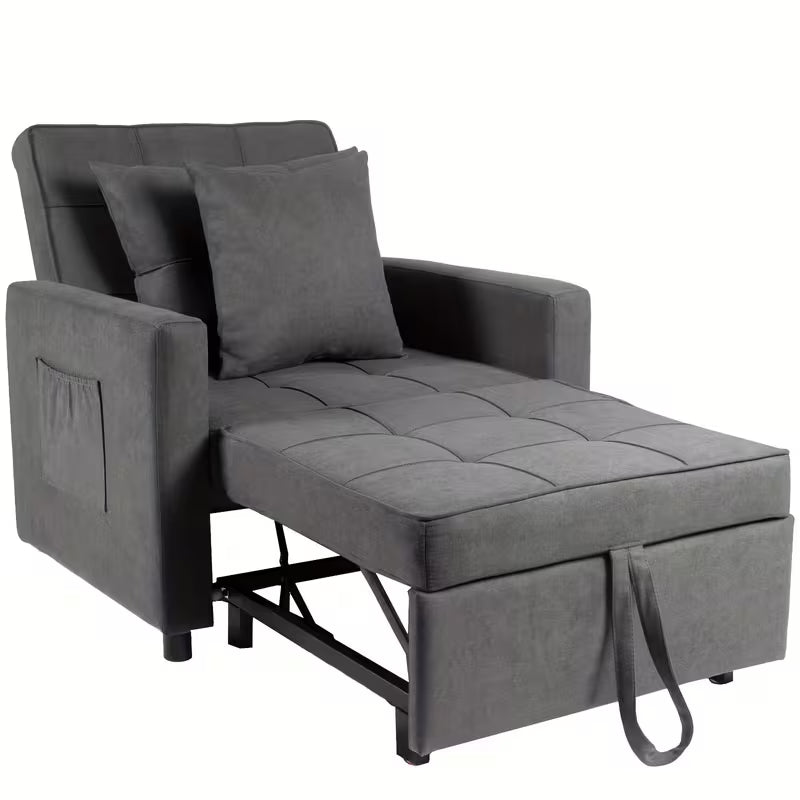 Sofa Bed Chair 3-in-1 Convertible Chair Bed, Lounger Sleeper Chair, Single Recliner For Small Space With Adjustable Backres