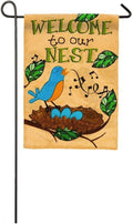 Songbird on a Nest Garden Flag 2 Sided Burlap