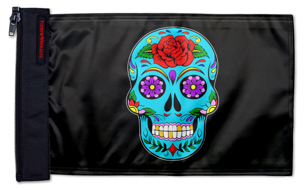 Sugar Skull 12"x18" Forever Wave Flag for Jeep Wrangler YJ 1986-1995