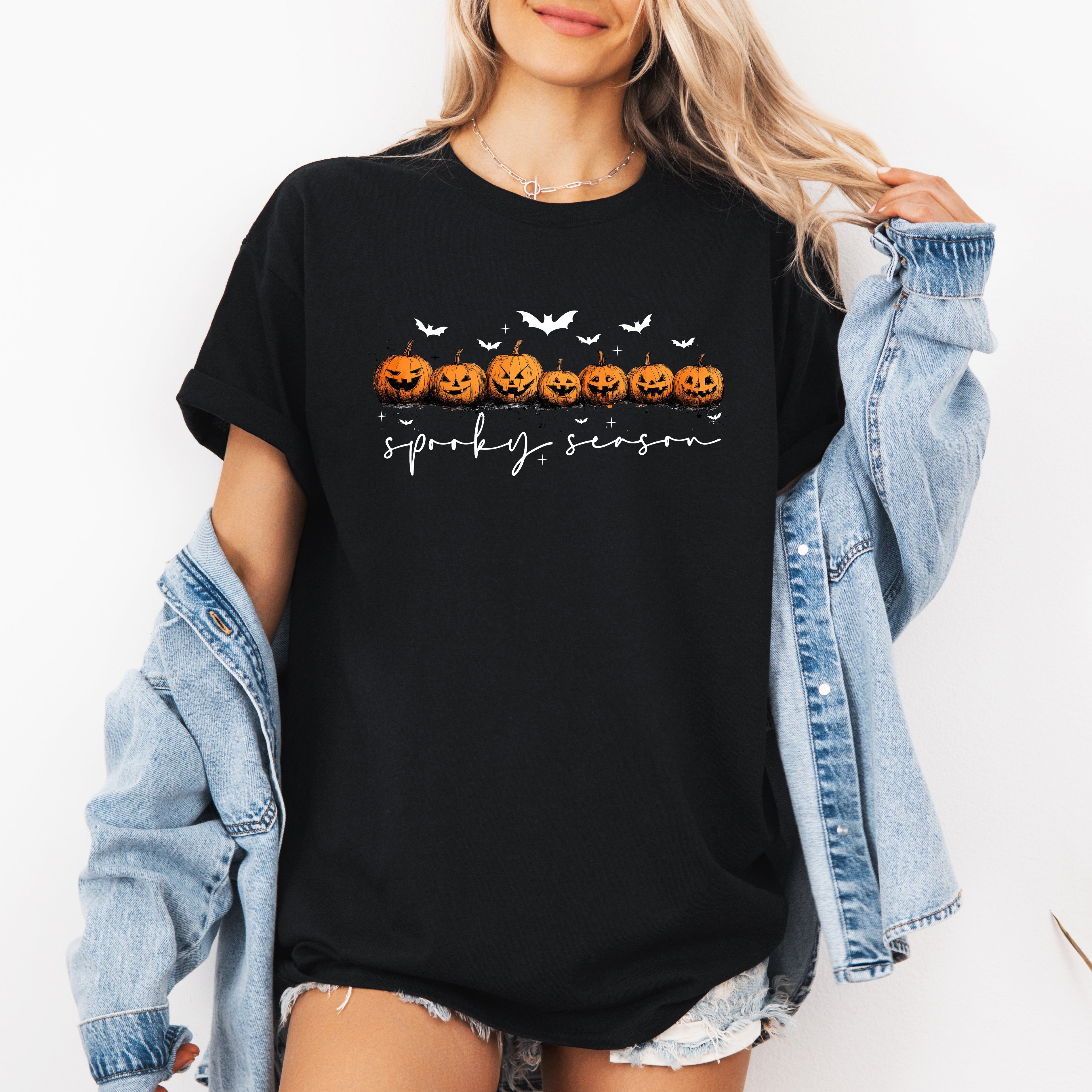 Spooky Season Pumpkin Patch Halloween Night Festive Collection Premium Graphic Tee