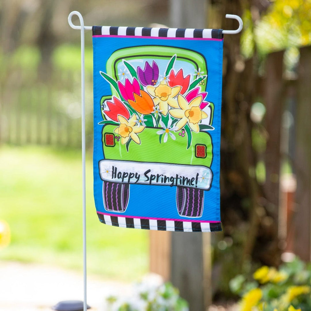 Springtime Truck Garden Flag 2 Sided Applique