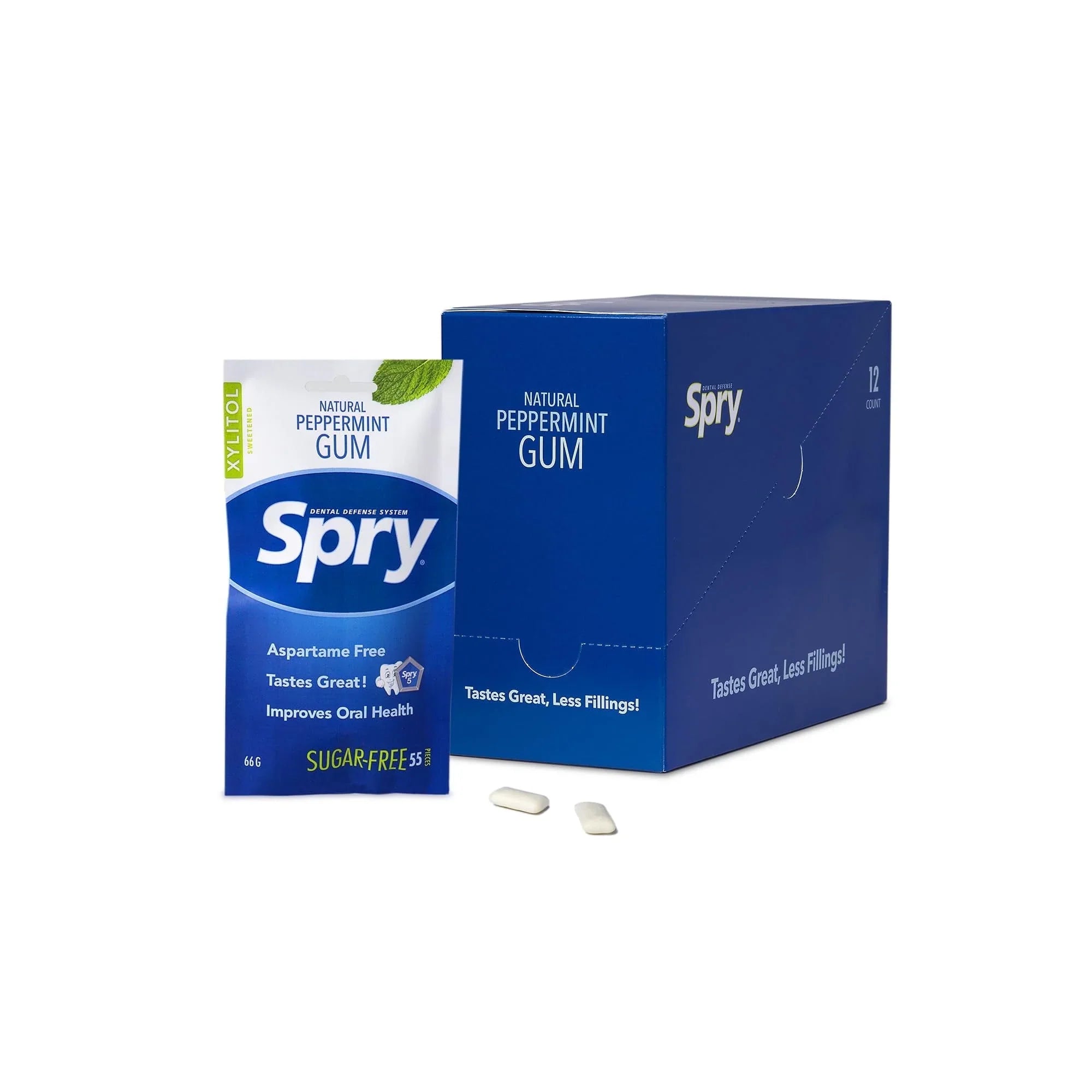 Spry Peppermint Gum, 55 ct (Pack of 12) - Sugar-Free Chewing Gum