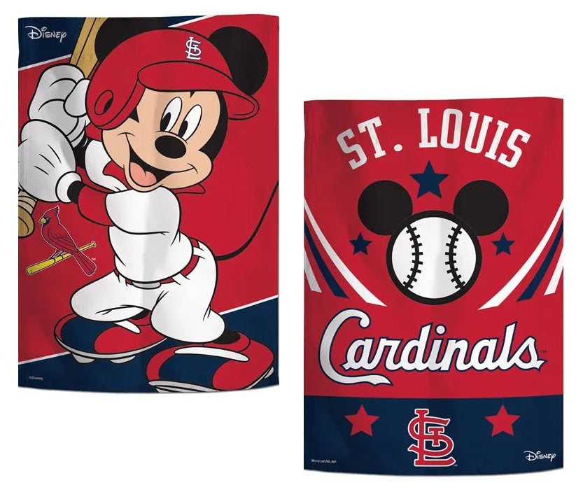 St Louis Cardinals Garden Flag 2 Sided Mickey Mouse