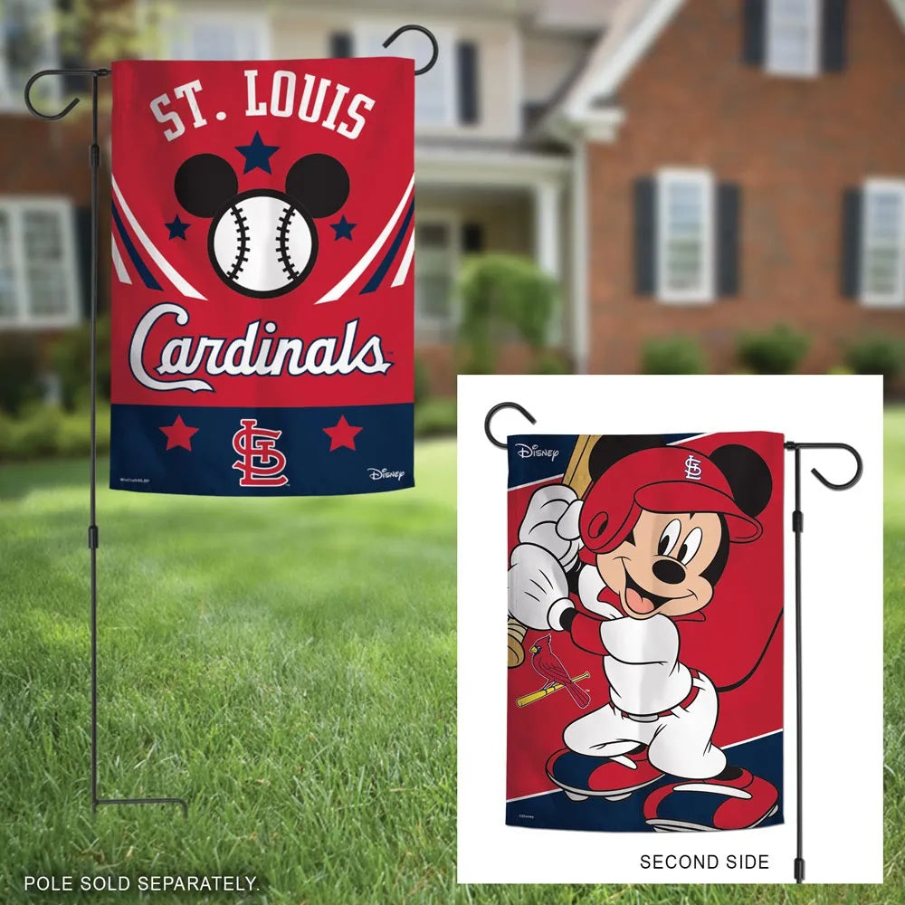 St Louis Cardinals Garden Flag 2 Sided Mickey Mouse